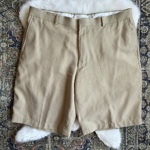 Walter Hagen Mens Tan Micro Houndstooth Golf Shorts Size 38 Performance Khaki